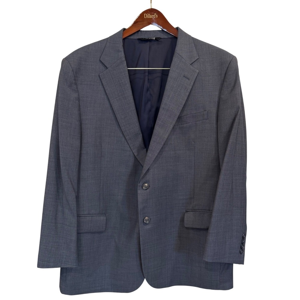 Jos A Bank Travelers Collection Blue Gray Wool Blazer Regal Fit 46S Sport Coat
